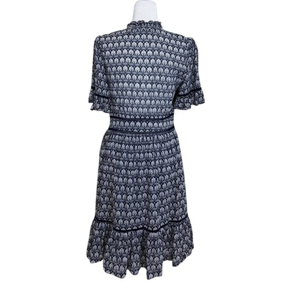 Scotch Soda Maison Scotch Tiered Dress Ladder Lace Navy White Women Size L - Picture 2 of 10